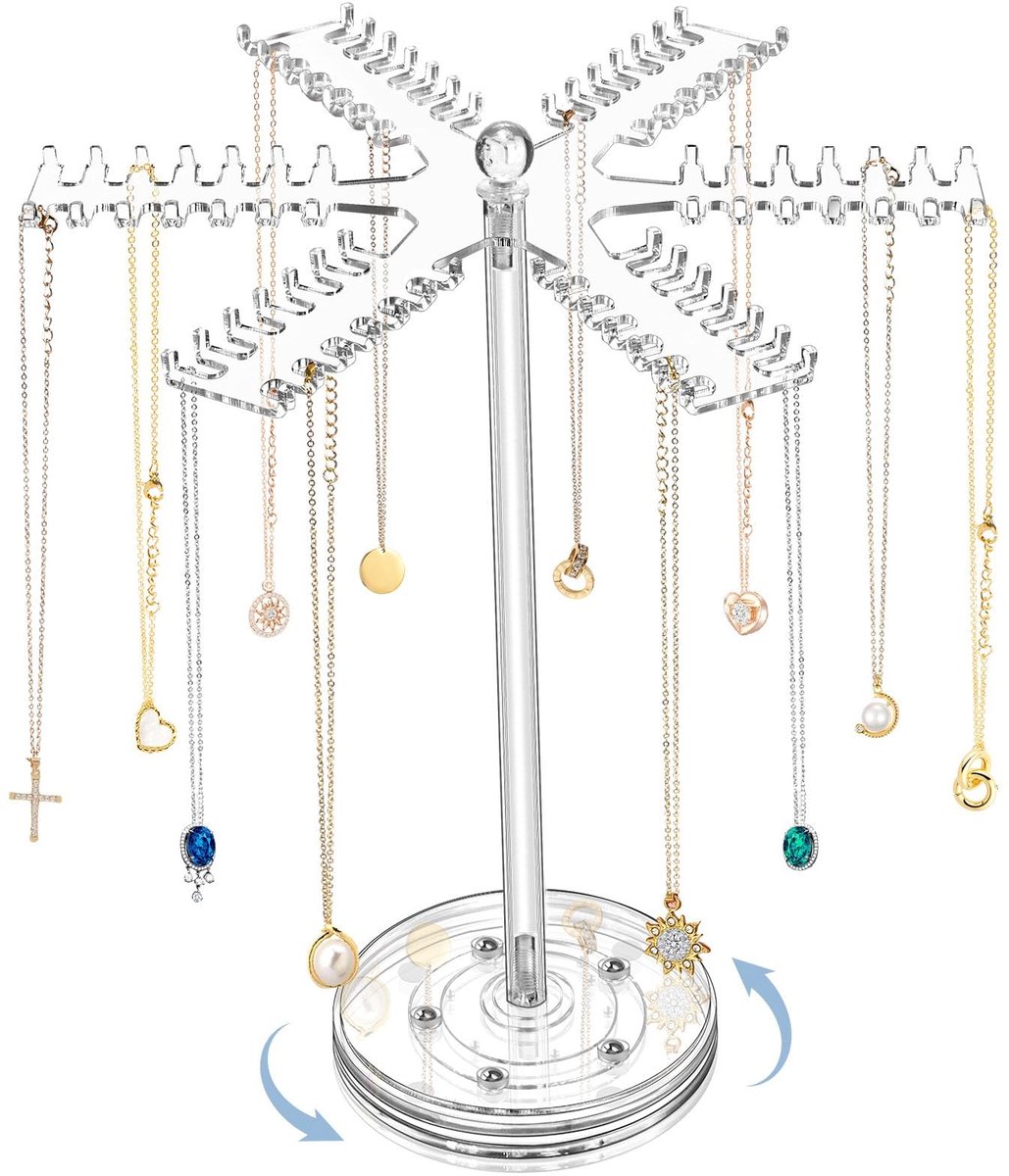Rotating Acrylic Necklace Organizer - 360° draaibare sieradenstandaard