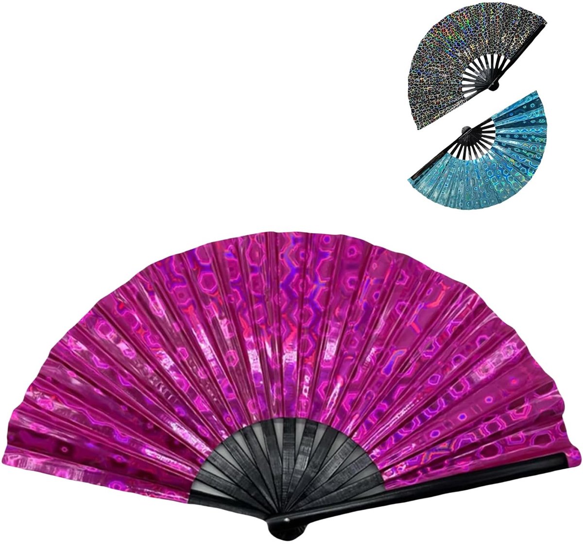 Holografische dansfan - Vouwbare laser fan - Roze