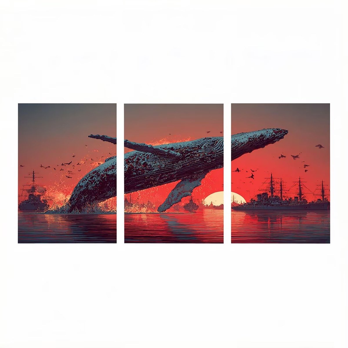 Set van 3 Schilderen op Nummer - Walvis Thema 70 x 110 cm