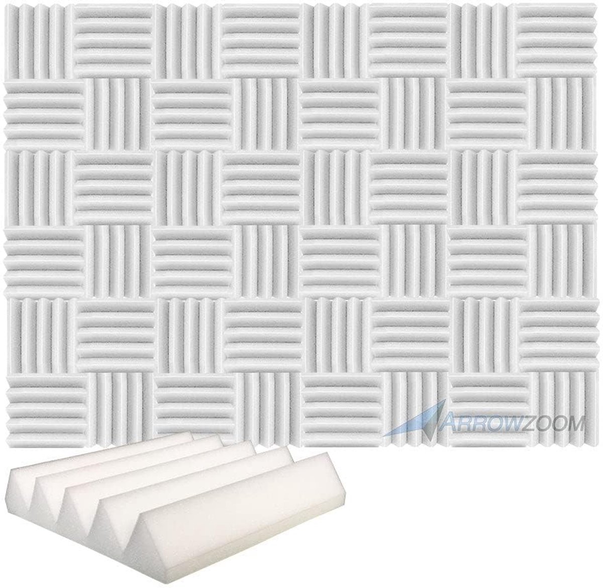 Akoestische Panelen - Geluidabsorberend en vlamvertragend - Parelwit 25 x 25 x 5 cm - 48 stuks