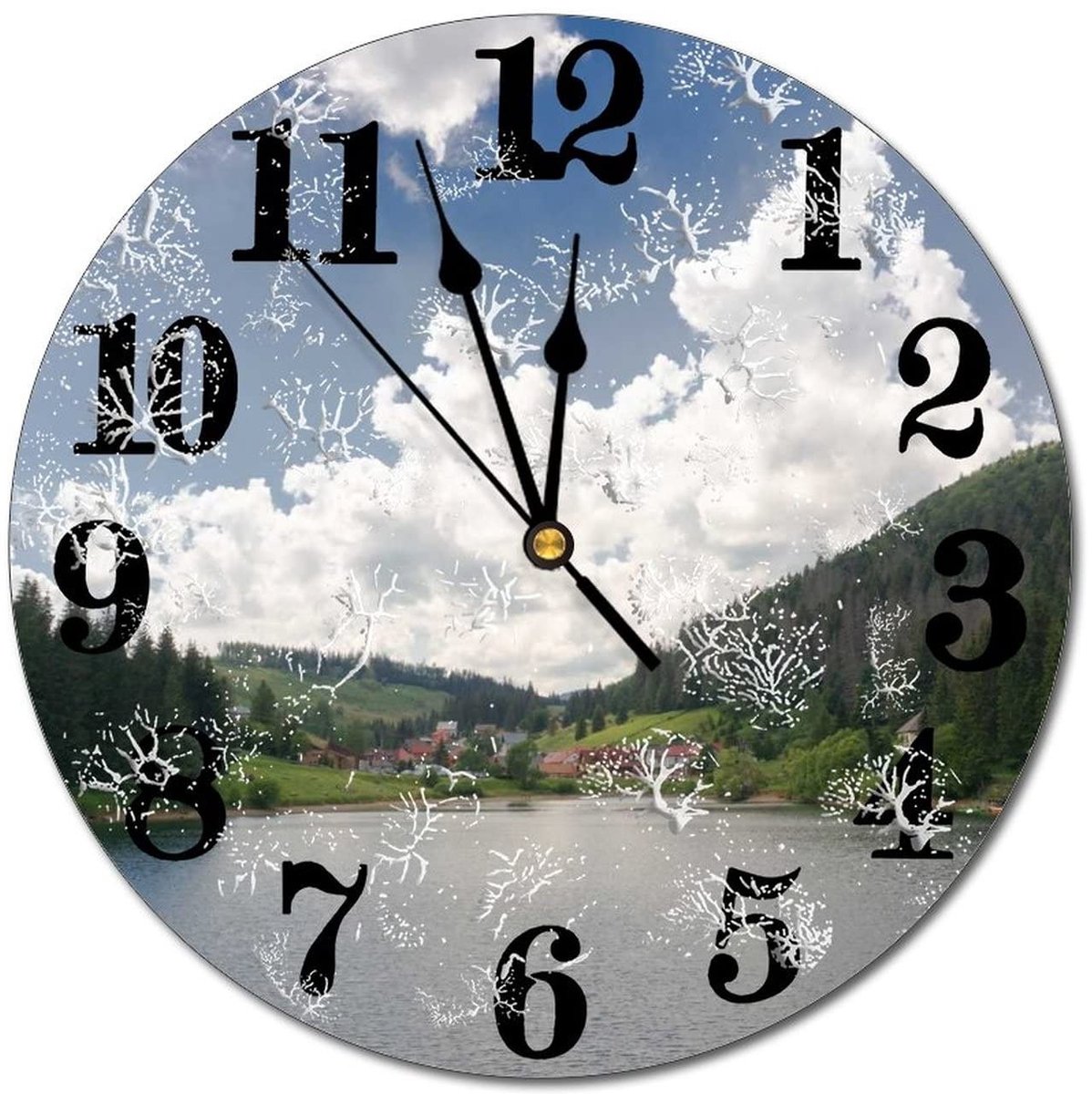 Wandklok - Stille klok met natuurlijk landschap - 10 inch