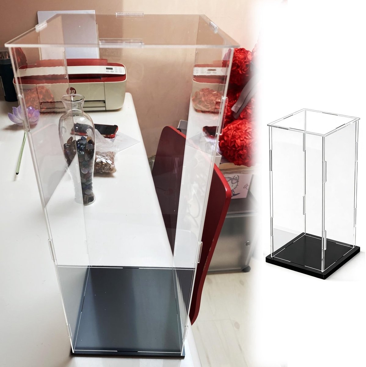 Acryl Display Kast - Transparant met Witte/Zwarte Basis