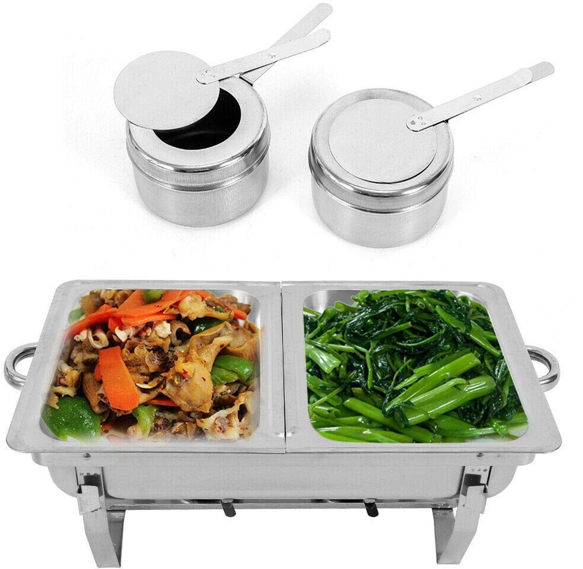 Buffet Set met Dubbele Compartimenten - Warmhoudplaat