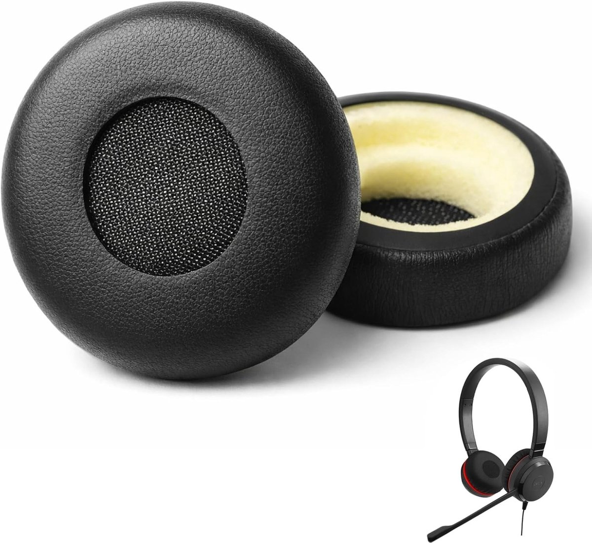 2 Stuks Oorkussens Vervangende Oorkussens voor Evolve Hoofdtelefoons, Comfortabele Proteïne Leer Hoofdband Accessoires voor Geluid en Comfort