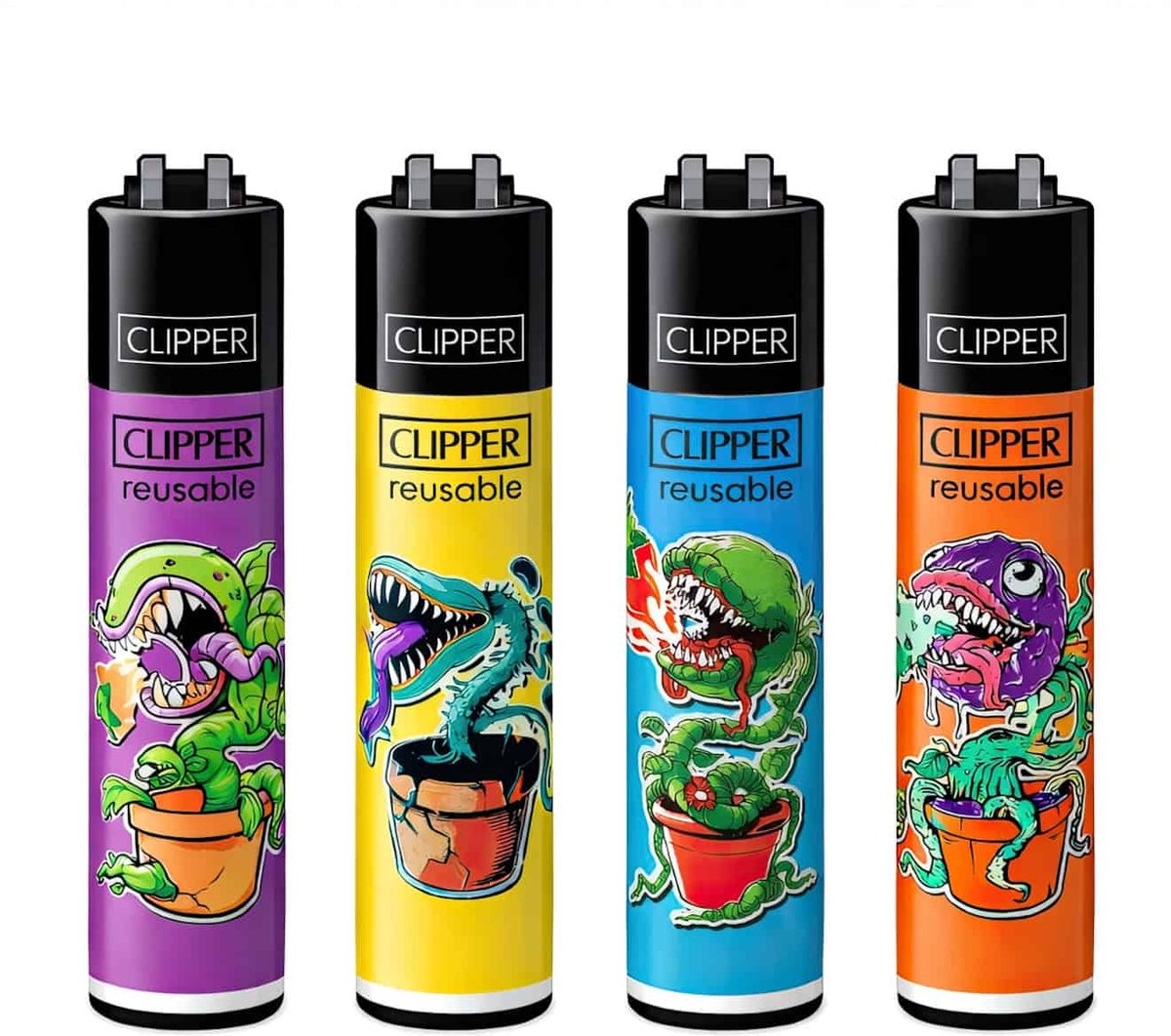 Clipper Classic Large Aanstekers “Carnivorous Plants” (4 Stuks)