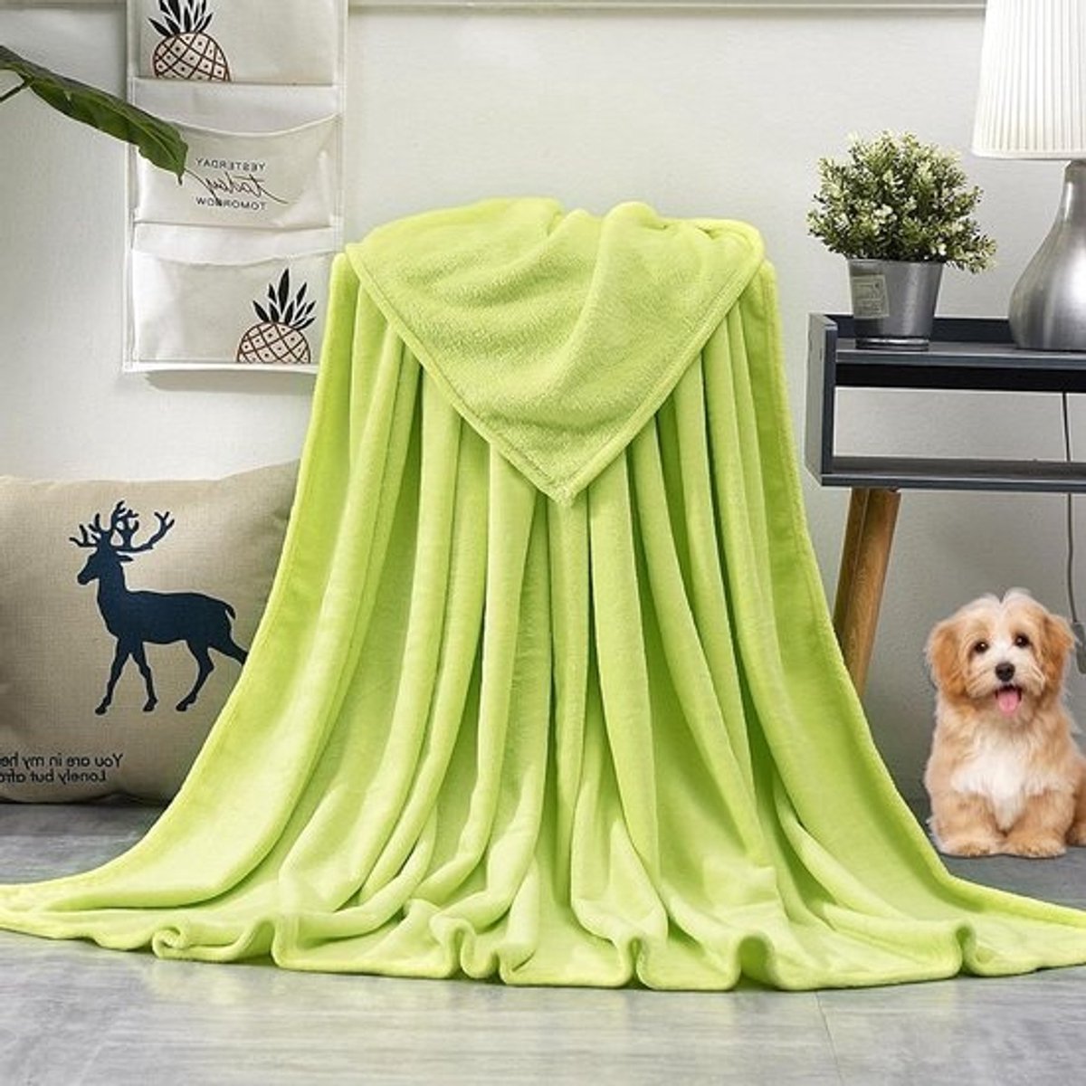 Knuffeldeken - Deken Plaid - Bank en Bed - Extra Dik - 130 x 300 cm - Mals Groen