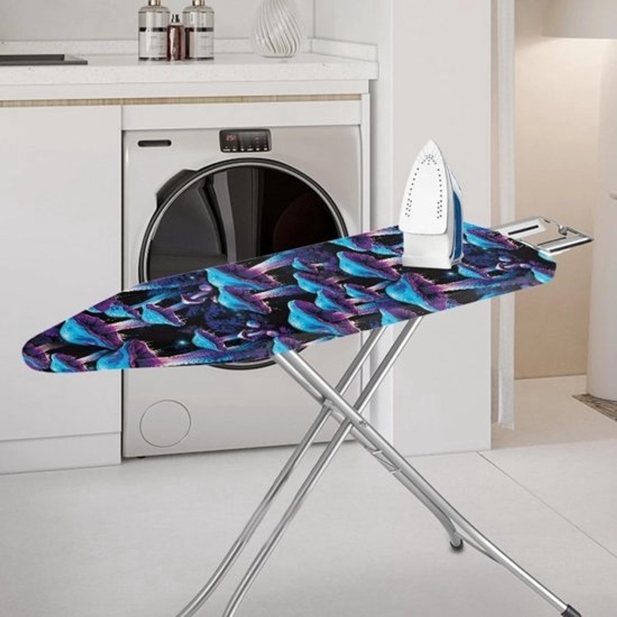 Strijkplankhoes - Strijkplankovertrek Strijkplankdoek - Strijken Versnellen - Hittebestendig Reflecterend Oppervlak - 110 x 30 cm - Blauw Paars