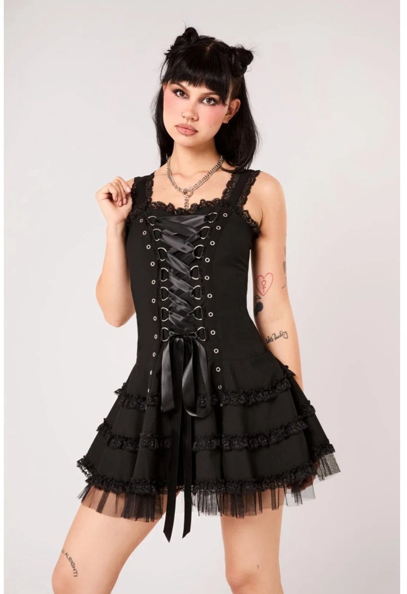 Hell Bunny - Harley C Plain Korte jurk - L - Zwart