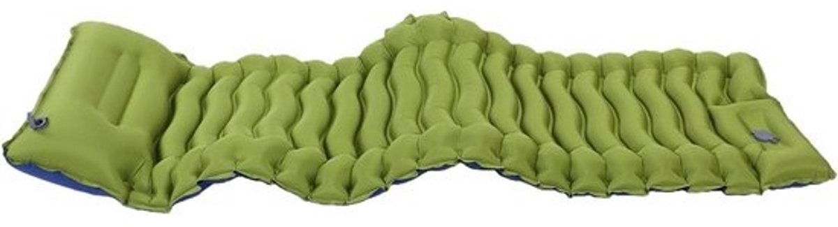 Slaapmat - Kampeer mat - Buiten slapen - Met ingebouwd kussen - 190x65x10cm - Blauw
