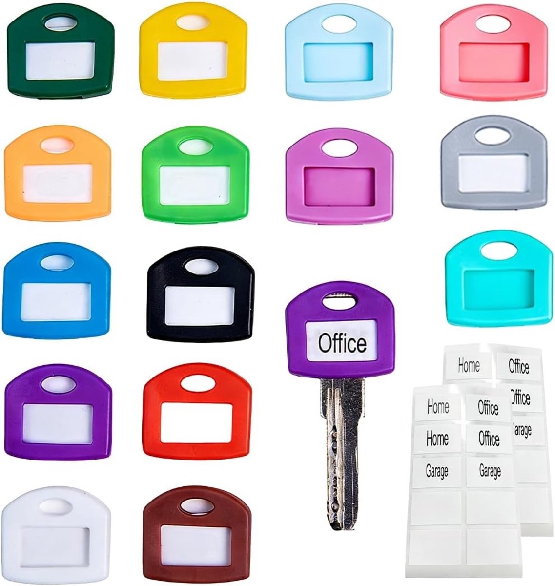 Set van 15 gekleurde sleutelhoesjes – flexibele hoesjes voor labelen, identificatie en bescherming van standaard sleutels, ideaal voor organisatie en herkenning