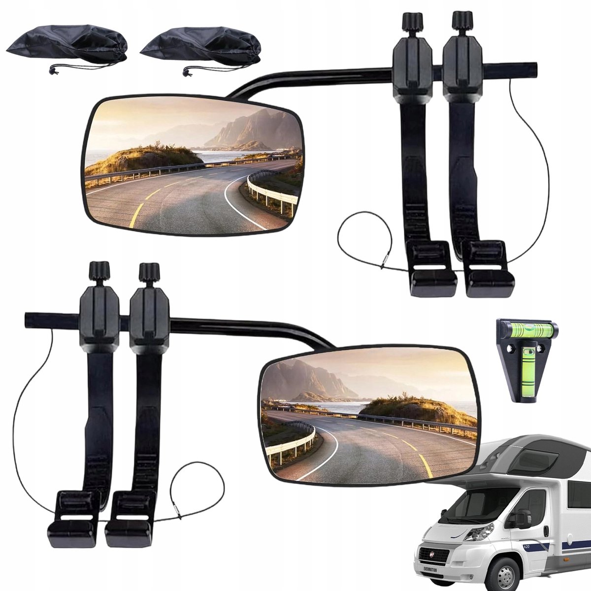 Achteruitkijkspiegels Set - Caravanspiegel - Camper Spiegels - 2 Stuks - Verbeterd Zicht & Veiligheid - Verstelbare Hoek - Weerbestendig - Eenvoudig en Snelle Montage - Universeel - Voor Caravan & Camper & SUV & Bestelwagen