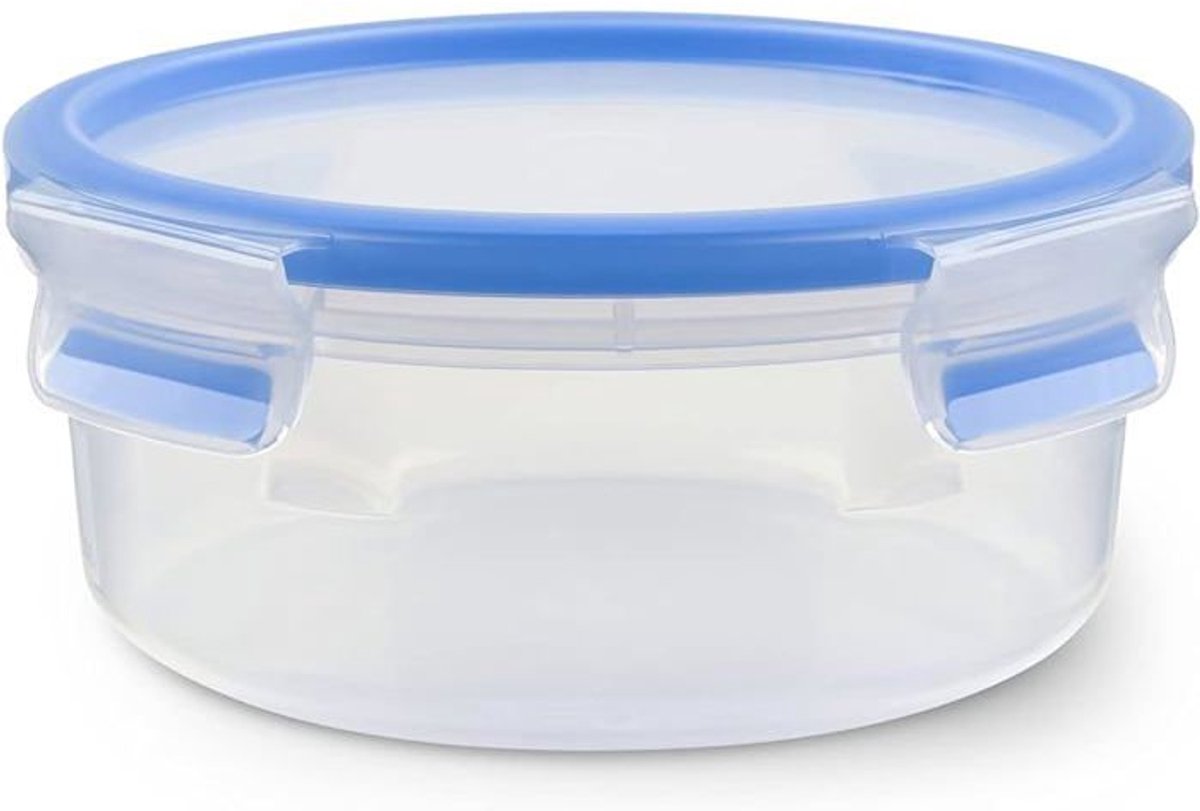 Ronde opbergbak 0,85 liter met deksel - Lekvrij - Vaatwasmachinebestendig - Transparant blauw