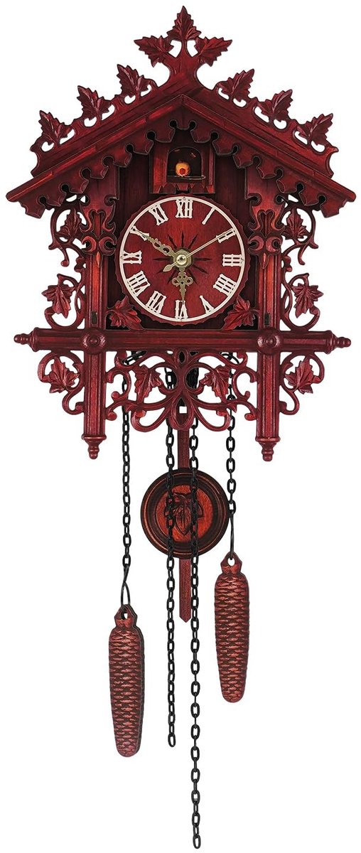 Wandklok met Romeinse Cijfers - Rood