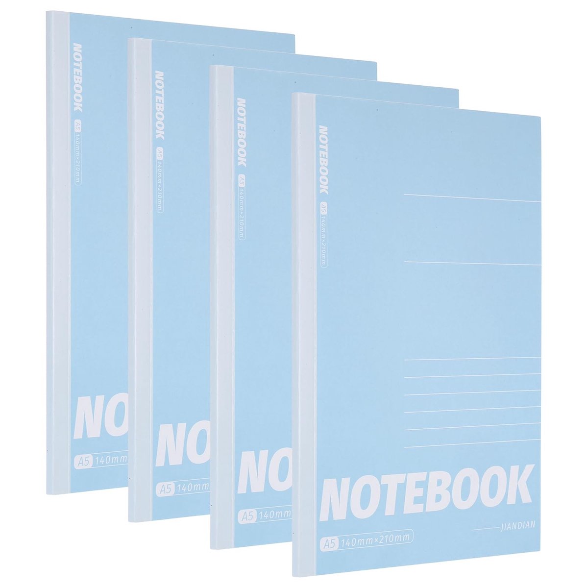 A5 Notitieboek - 4 Stuks Gelinieerd Papier - Blauw