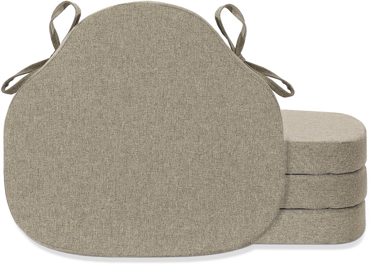 Antislip Stoelkussens voor Eetkamerstoelen - Set van 4 - Taupe