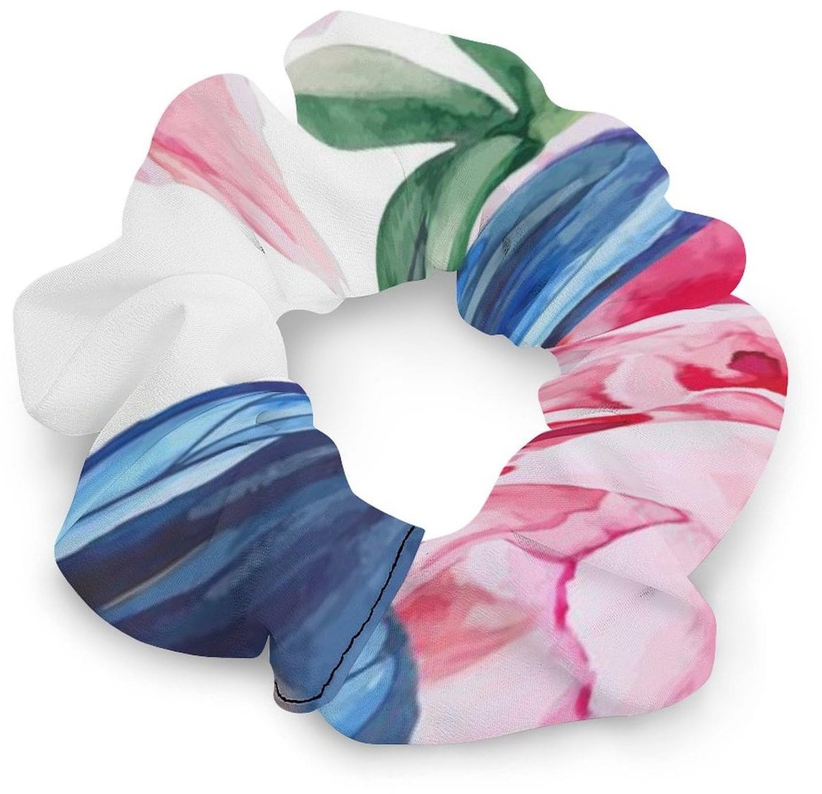 Haar Scrunchies - Roze Azalea en Blauwe Vlinders