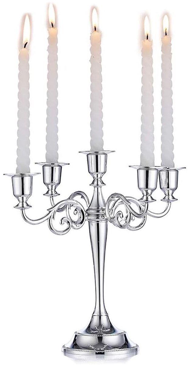 5-armige metalen kandelaar - Vintage ontwerp voor decoratie