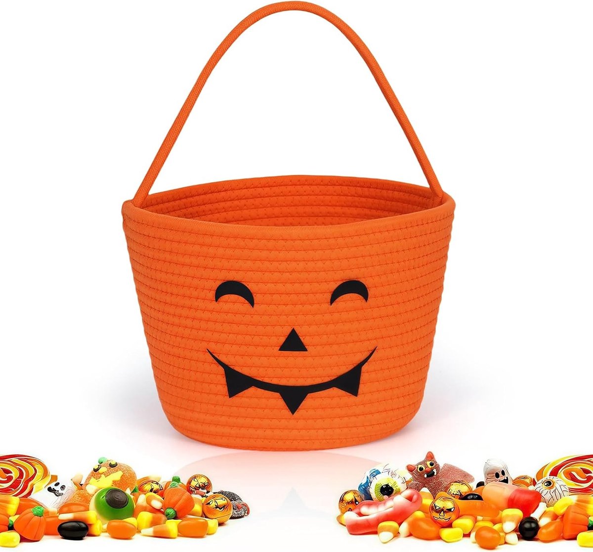 Herbruikbare Trick or Treat Tas voor Halloween, Pompoen Emmer voor Snoep, Kindertassen, Feestaccessoires, Duurzaam en Leuk voor Halloweenfeestjes