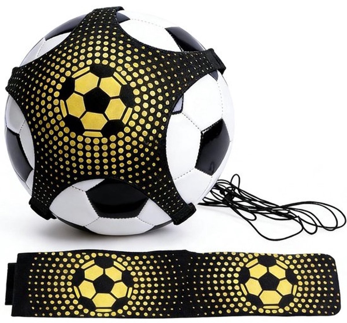Voetbalkick Trainer - Solo voetbal - Balcontrole oefenen - Verstelbare tailleriem - 75-150 cm koord - Zwart/geel