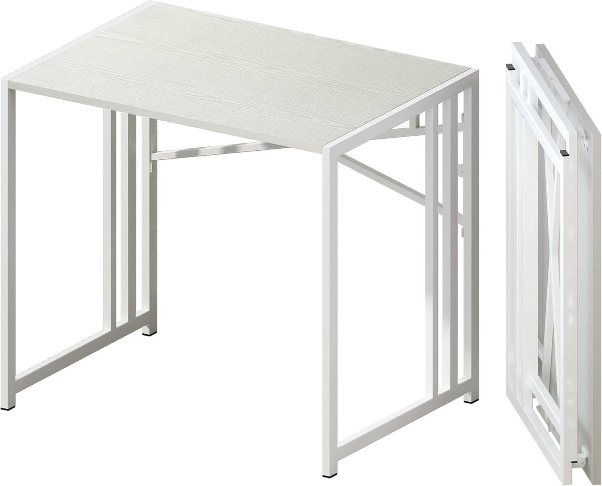 Vouwbare Computer Bureau van 83 cm voor Kleine Ruimtes, Ideaal als Schrijf- en Gaming Desk, Geen Montage Vereist voor Thuiswerkplek, Wit