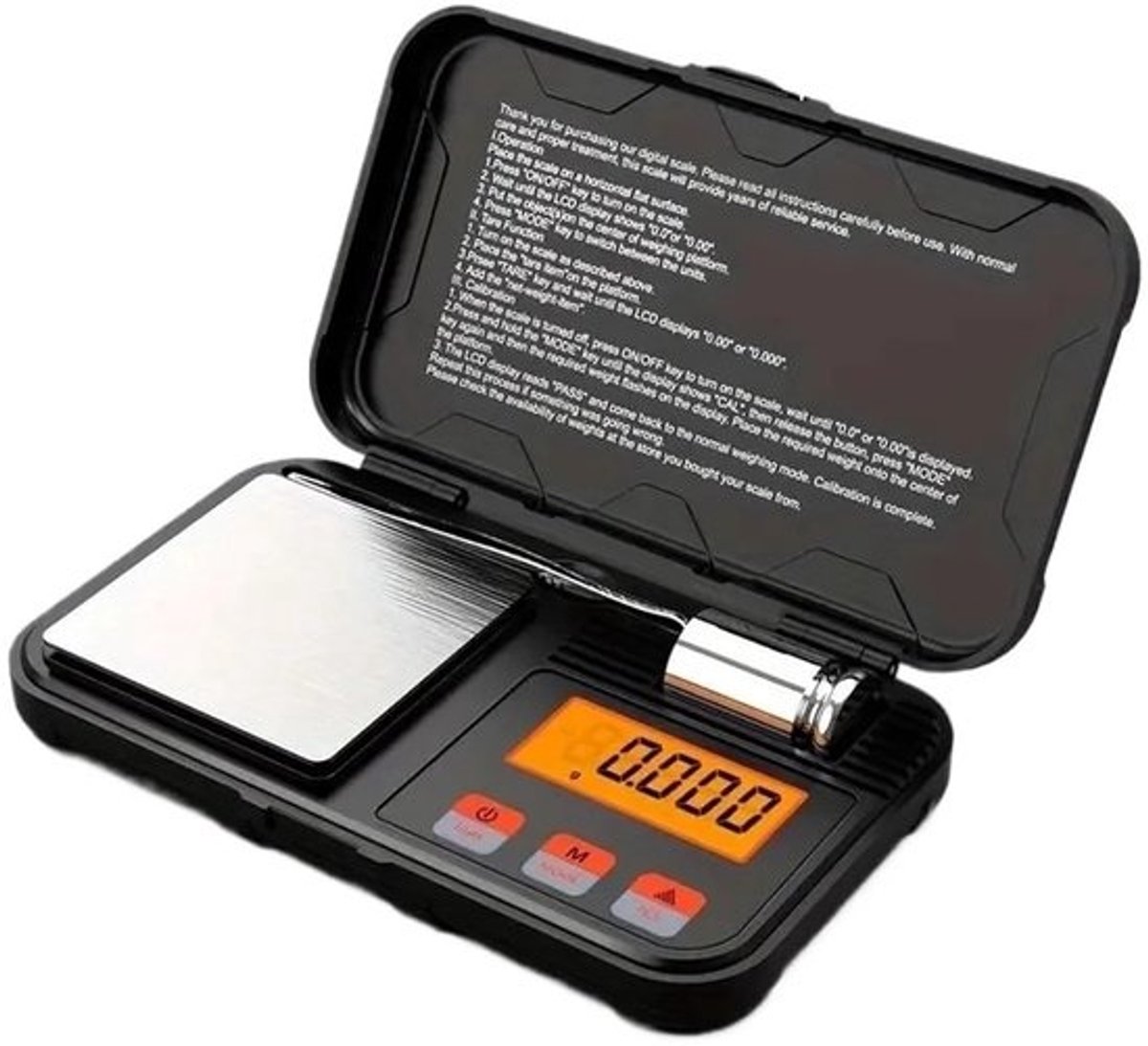 Digitale weegschaal - Gram weegschaal - Nauwkeurig wegen - Roestvrijstalen platform - 0.001g 50g - Zilver