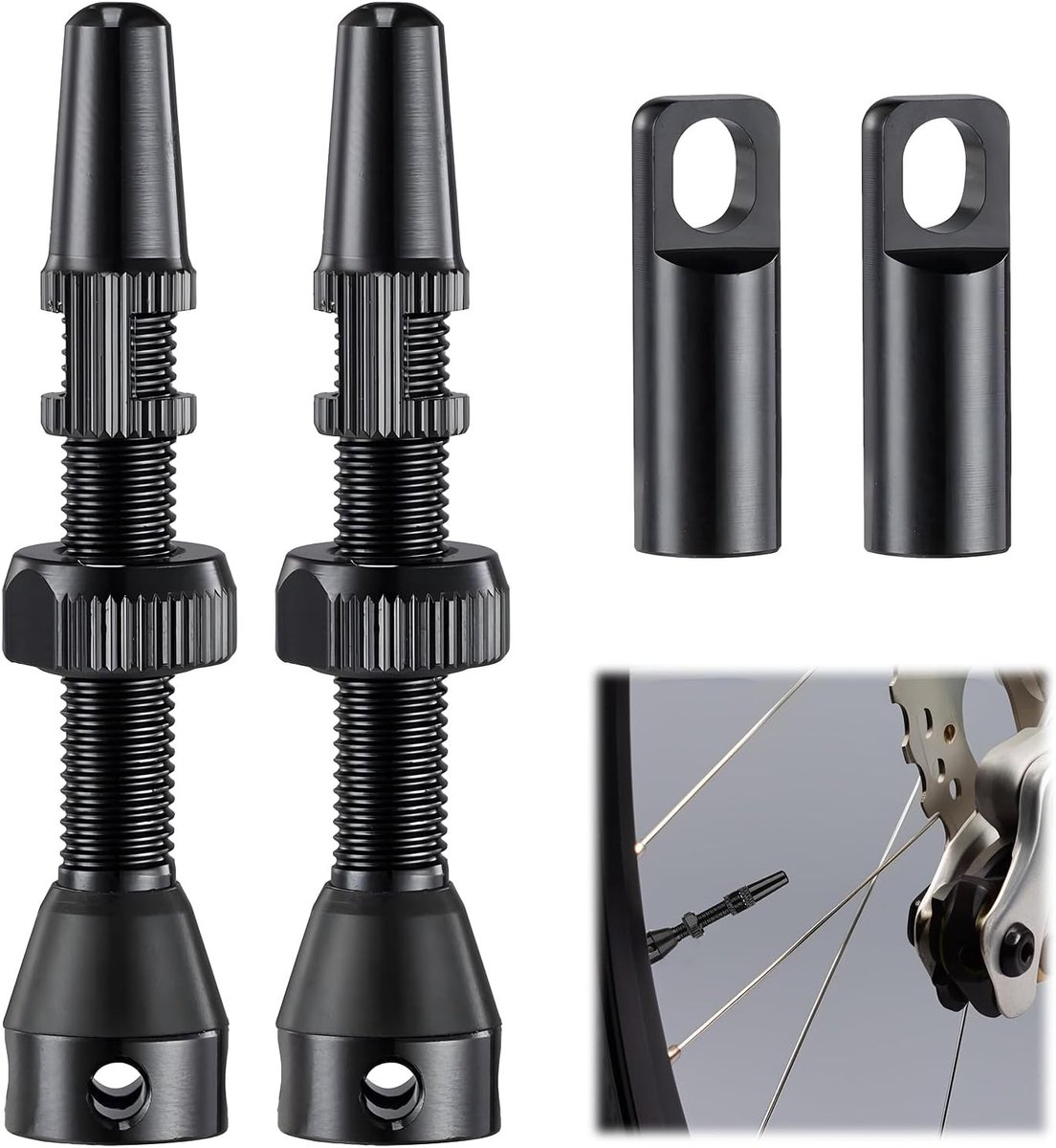 Presta Tubeless Ventiel Set 44mm - Aluminium Ventielen voor MTB en Racefietsen, Geschikt voor Tubeless Banden en Fietskettingen