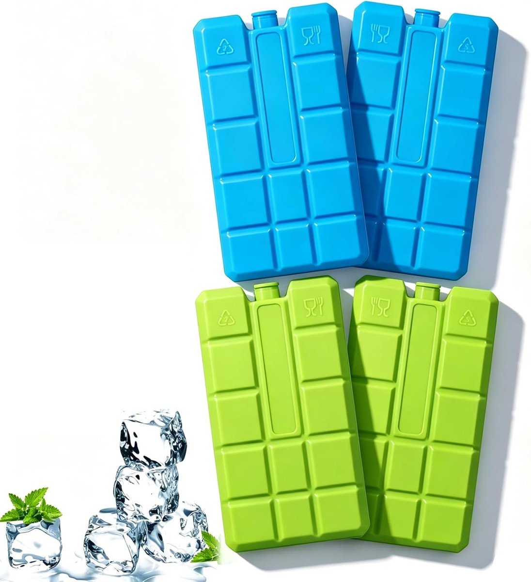 Set van herbruikbare koelelementen van 200 ml in blauw en groen voor optimale koeling