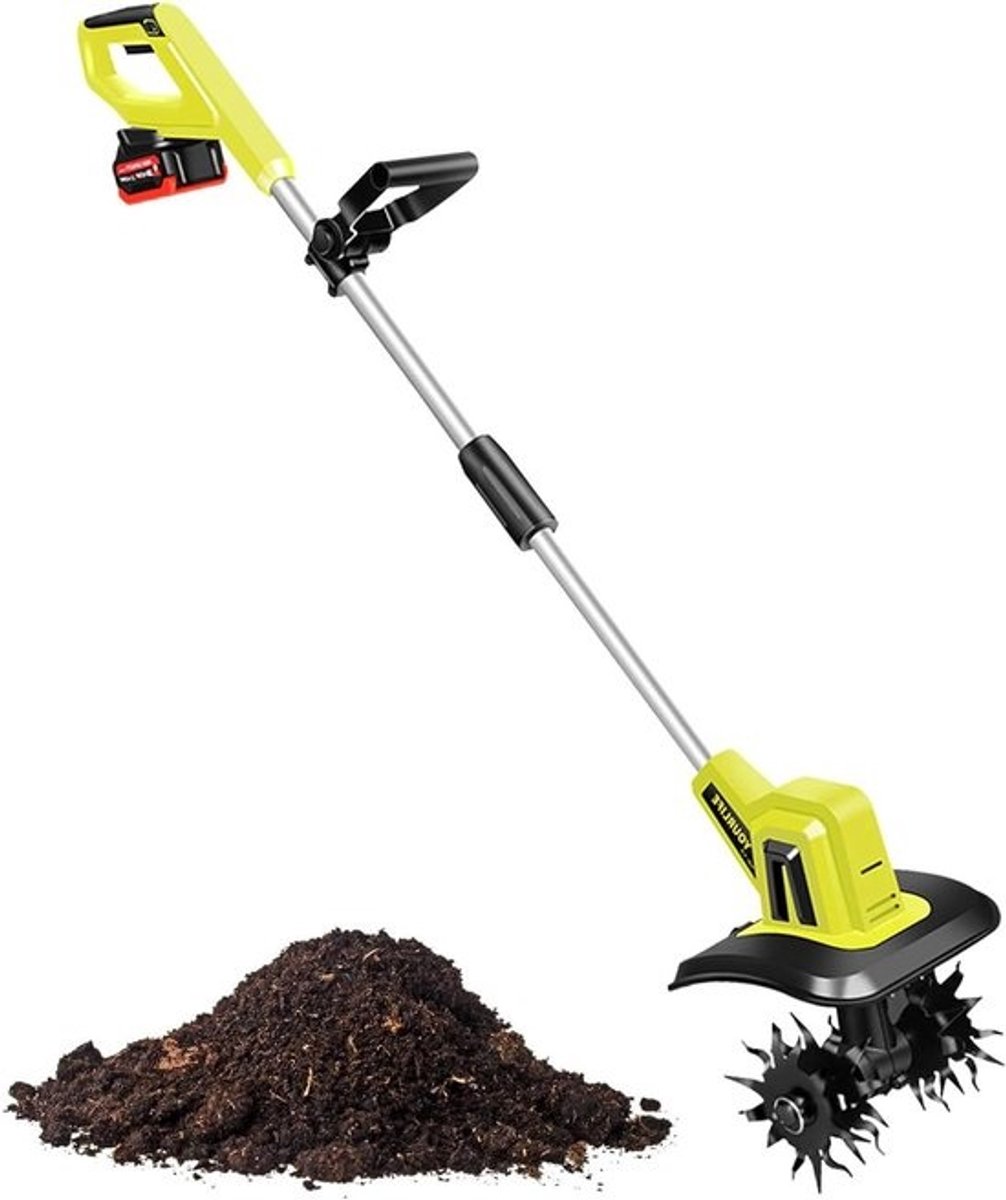 Elektrische Grondfrees - Tuinfrees Cultivator - Bodem Bewerken - Draadloze Bediening - 4 inch breedte - Zwart