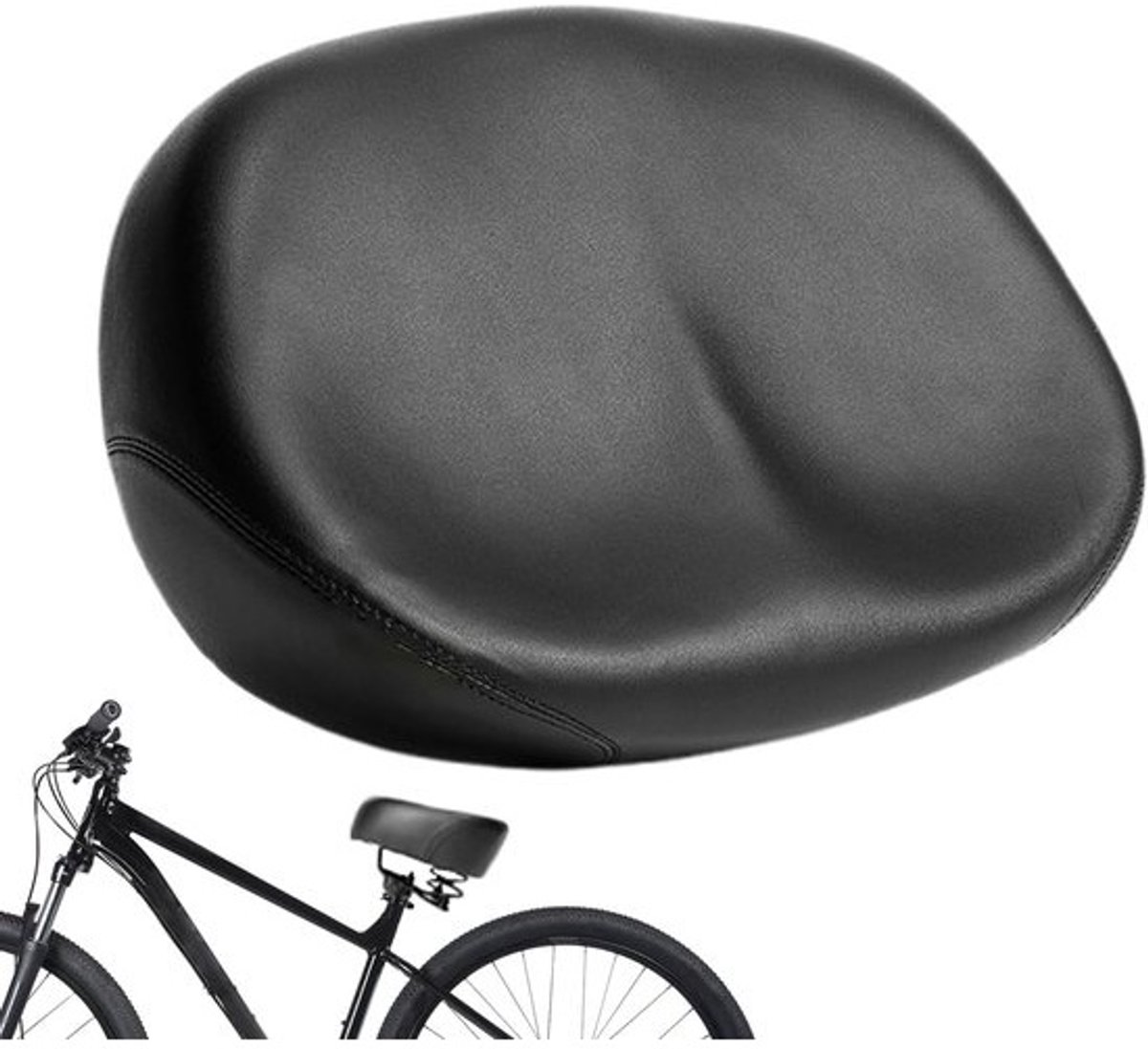 Fietszadel Kussen - Fietszadelhoes Gevoerd - Comfortabel Fietsen - Schokabsorberend Schuim - 25 x 22 x 9 cm - Zwart