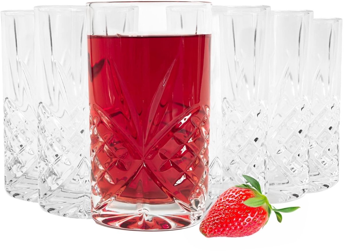 Set van 6 Longdrinkglazen - 300 ml Elegant en Robuust