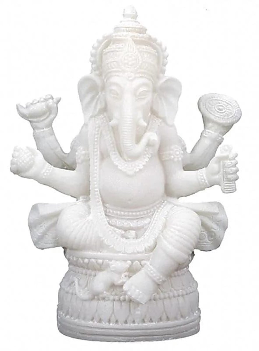 Witte Ganesha Standbeeld - 17 cm - Polyresin