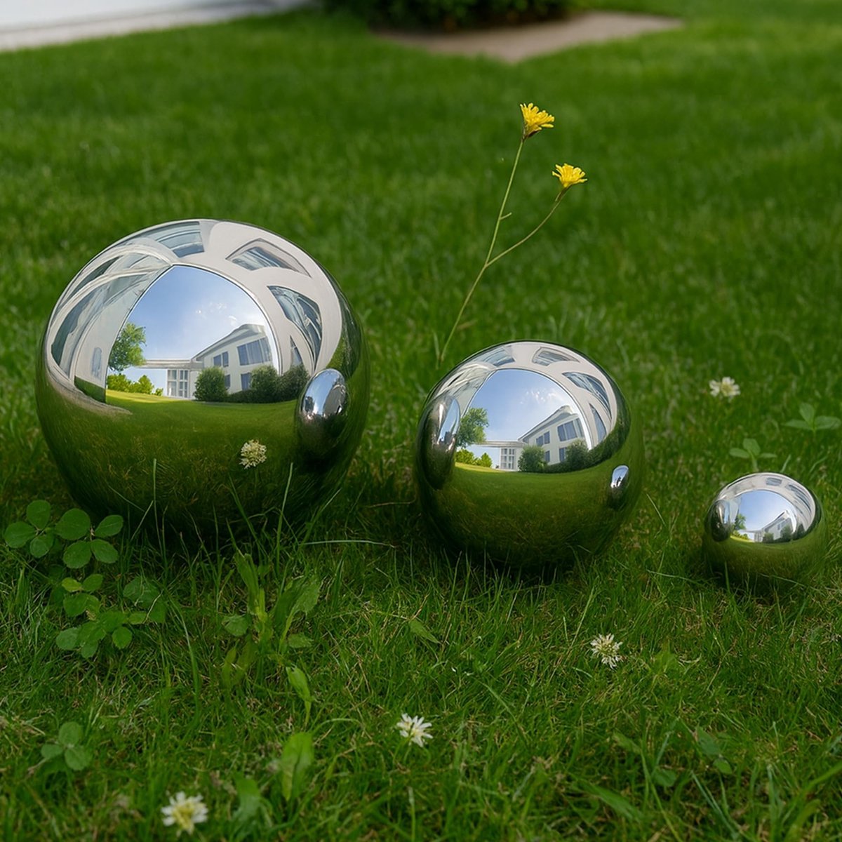 Set van 3 Tuinballen - Zilver