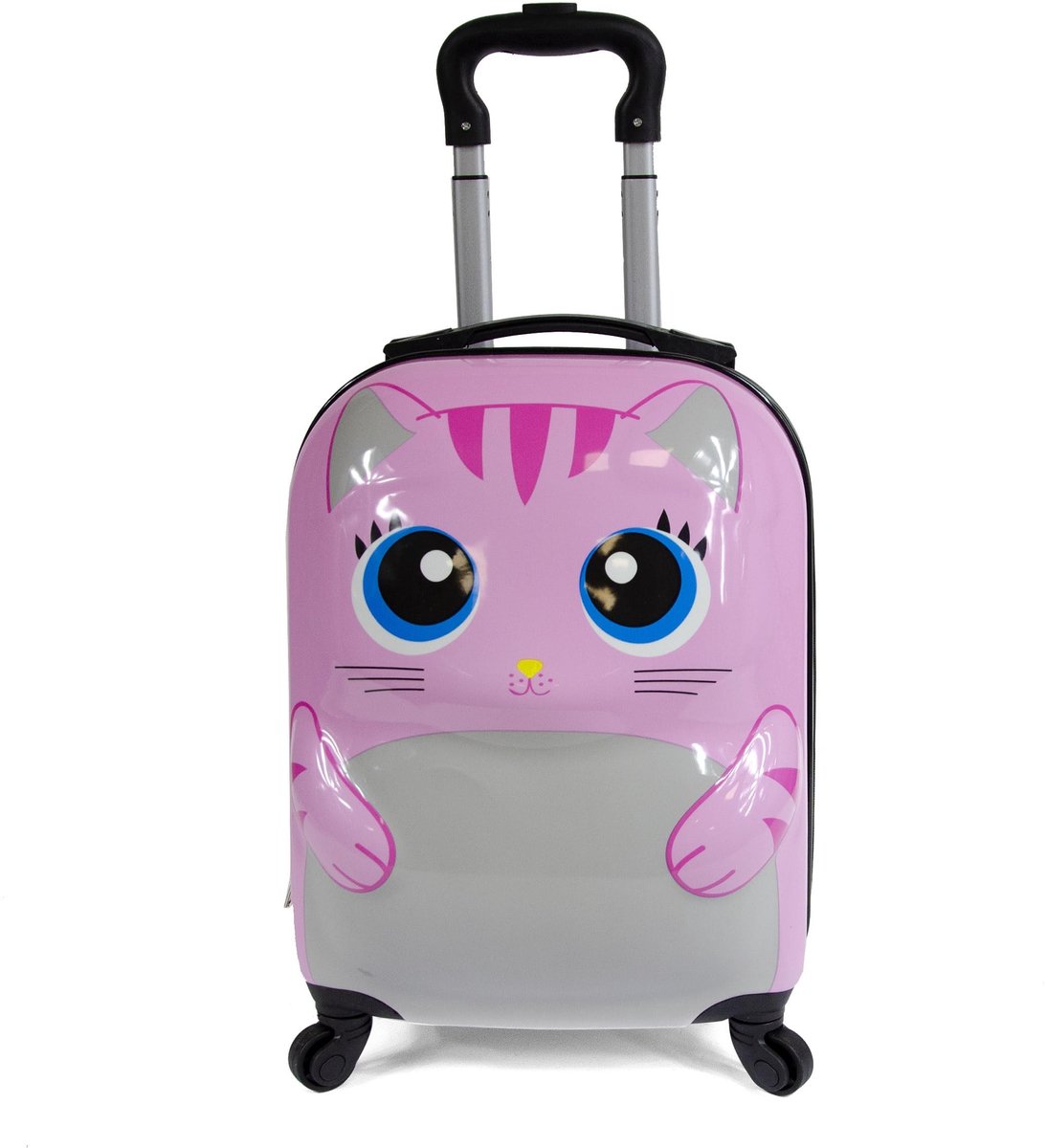 Liloo Kinder Koffer - Hard Shell met 4 Wielen - Roze Kat