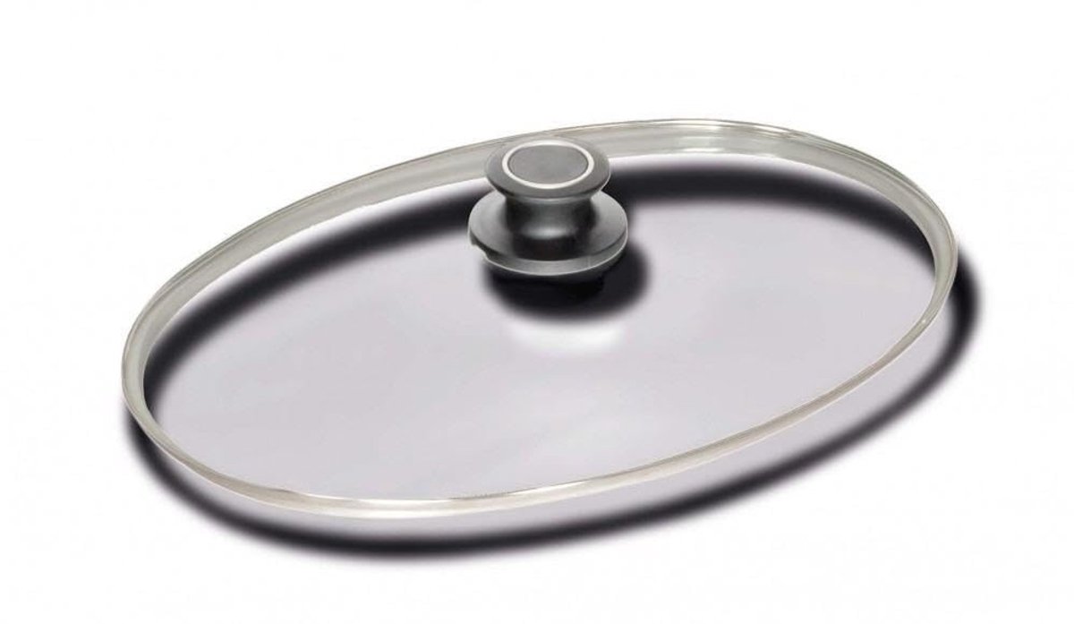 Ovalen Glazen Deksel met Knop - 41 x 27 cm