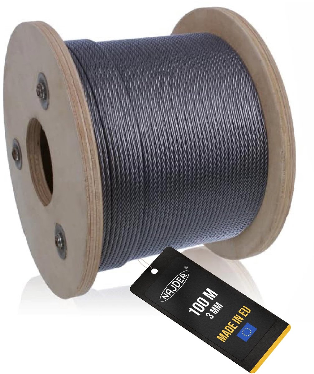 Roestvrij Stalen Kabel - Geweven Staalkabel 7x19 - Diameter 3mm - 100 meter