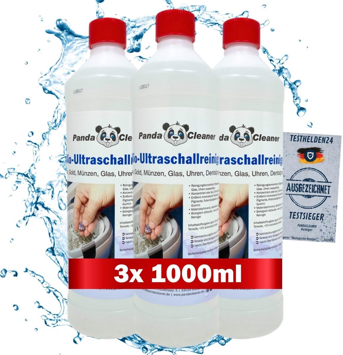 Ultrasoon Reinigingsmiddel - 3x 1L Concentratie - Voor Diverse Materialen