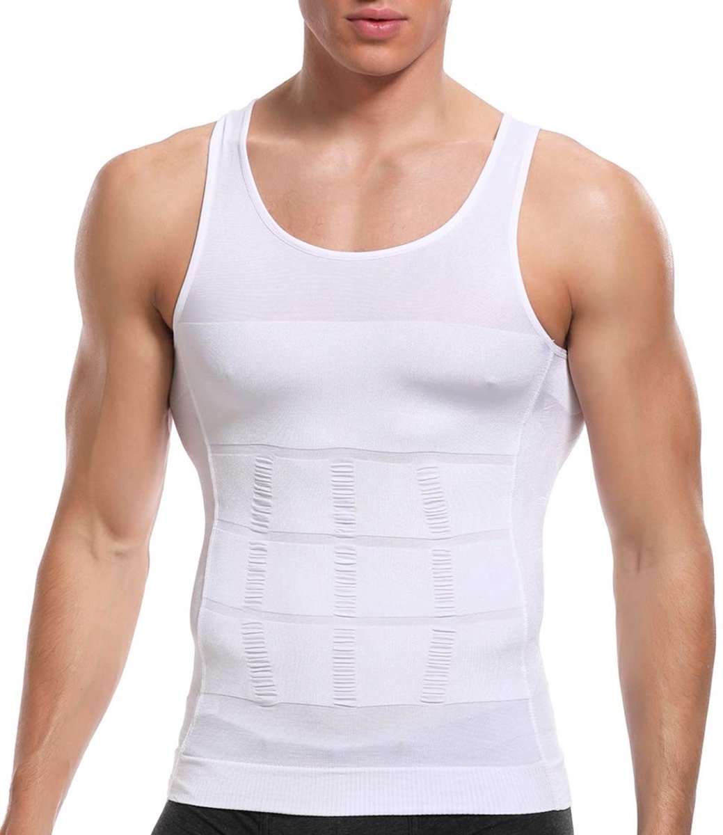 Mannen Shapewear Tanktop - Tummy Control - Wit