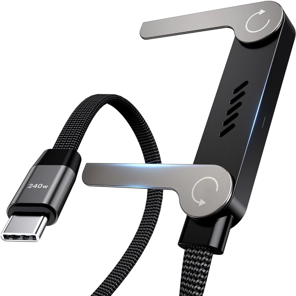 Ntech USB-C Kabel 1,5m – 240W Snellaadkabel met Ingebouwde Standaard, Data Kabel voor iPhone 17/16/15 Pro, Samsung Galaxy S26 Ultra / S25/S24 Ultra/A57/A37/A27/A17/A18/A36, Tablets en Powerbanks