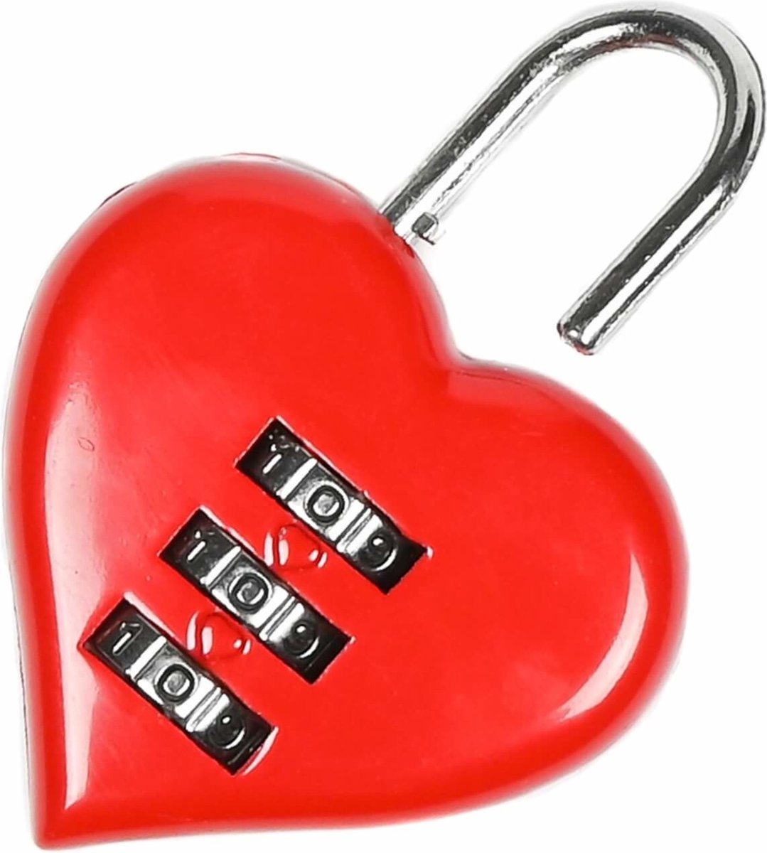 *** Hangslot Liefde - Rood - Metaal - 38 mm - Hartvormig Love - 3-Cijferig Cijferslot - Liefdes Brug - Koffer - Reizen - Vliegtuig - van Heble® ***