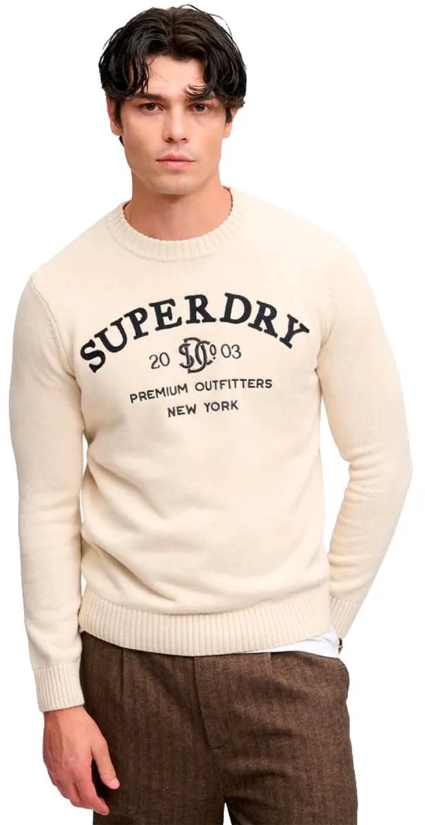 Superdry Applique Graphic Trui Heren Sweaters Grijs