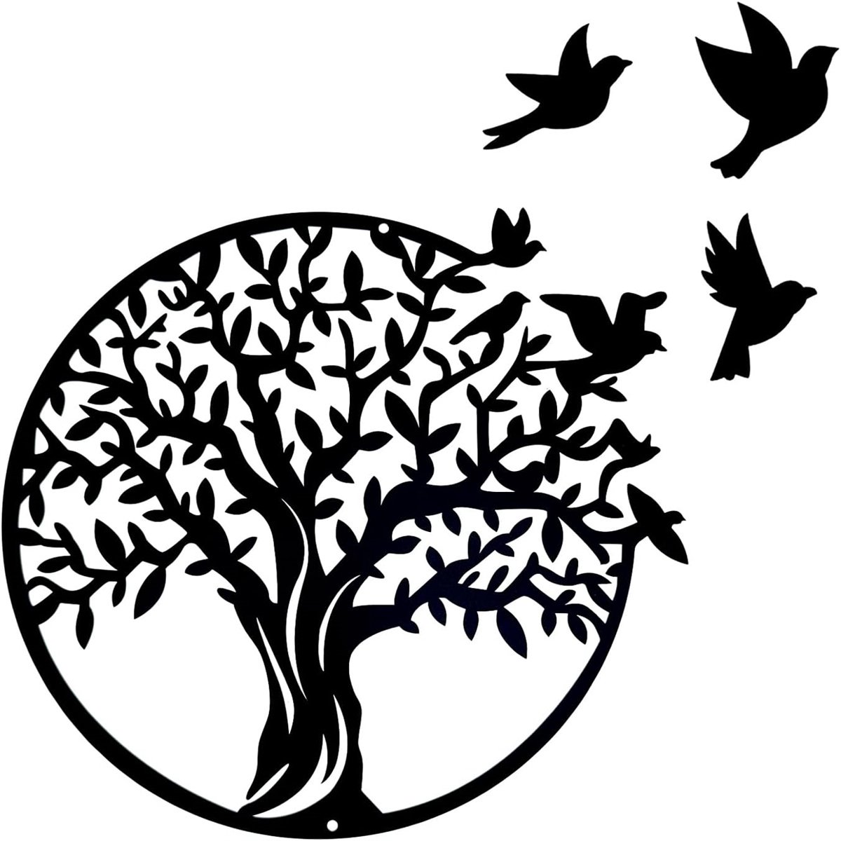 carmdering - Metalen levensboom wanddecoratie silhouet kunst - voor binnen en buiten cadeau - tuin huisdecoratie - zwart - 30x30cm - 1 Stuk