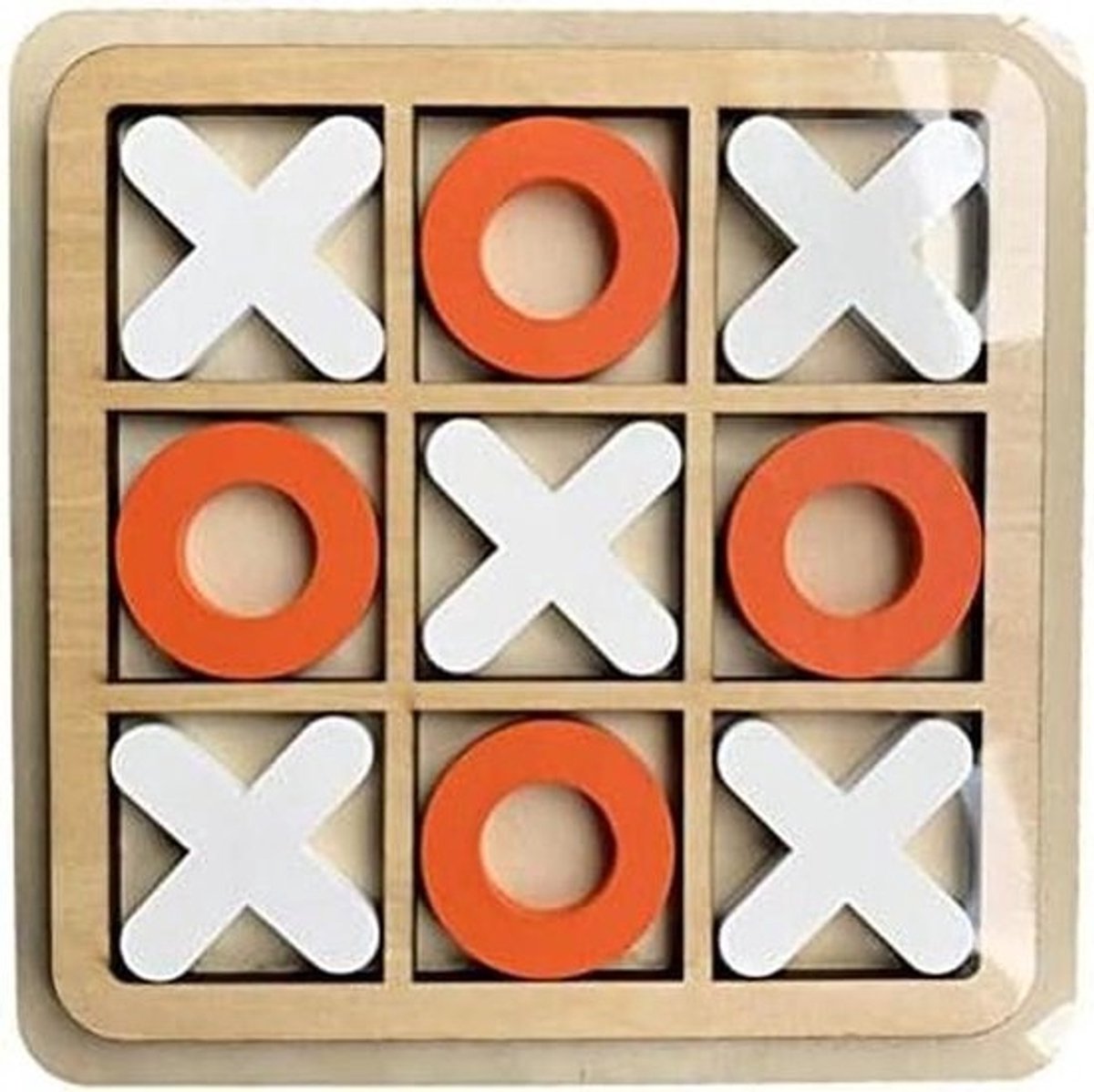 Houten Nullen en Kruisen - XO Bordspel Tic Tac Toe - Gezinsspellen Spelen - Compact Reisformaat