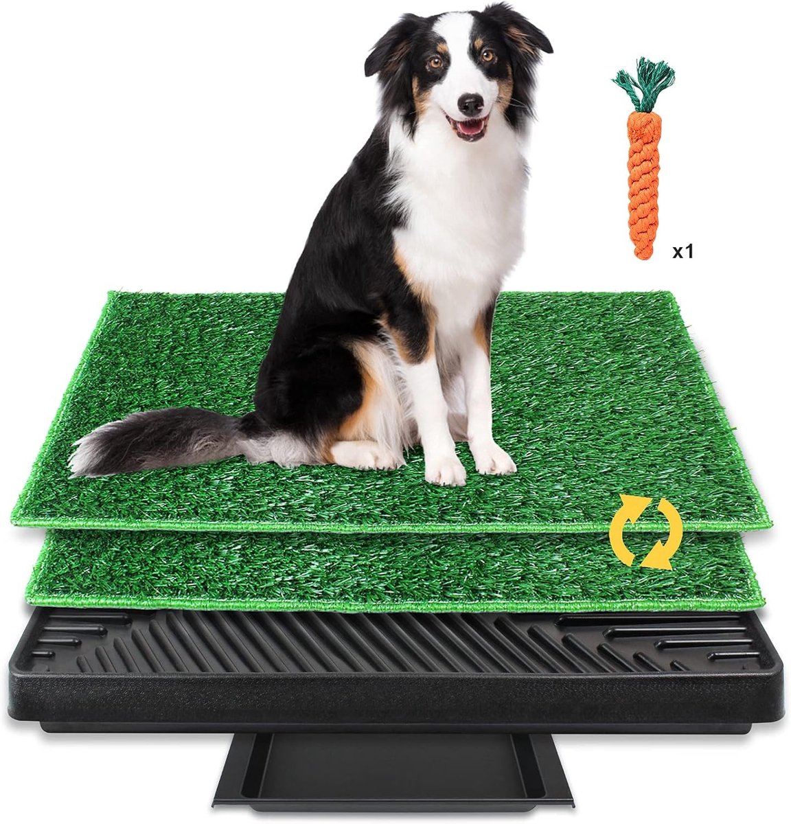 Hondentoilet voor Puppy Training met Kunstgras en Afvalbak voor Binnen en Buiten, 63cm x 51cm