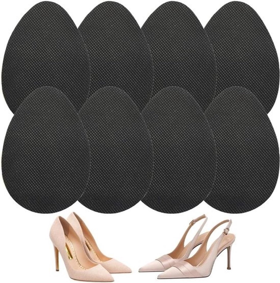 Rubberen Zolen - Antislip Pads - Schoenbescherming - Zelfklevend Gestructureerd Oppervlak - 8 stuks - Zwart