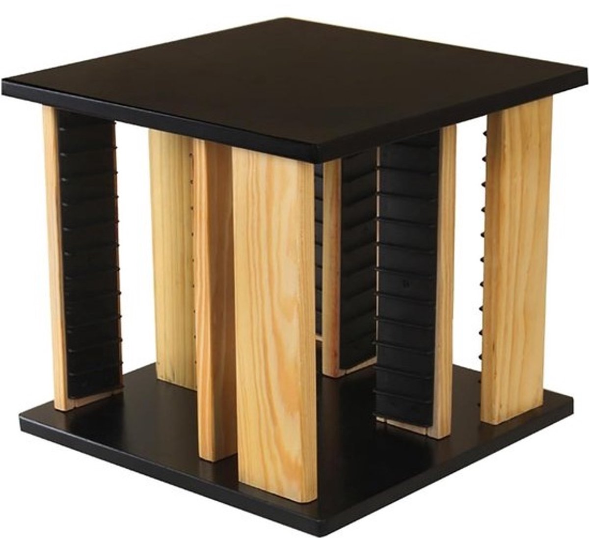 Houten CD-rek - DVD-opberger Spelrek - Media Organiseren - 360 Graden Rotatie - 28x28x27 cm - Houtkleur