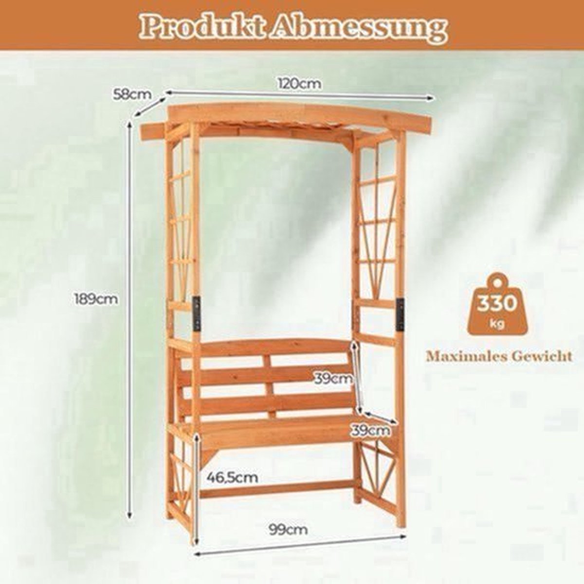 Prieel – Tuinboog – Pergola – Tuinarbor – Tuinbank – Hout Met Watergedragen Beschermlaag – Comfortabele Zitplek Voor Twee Personen