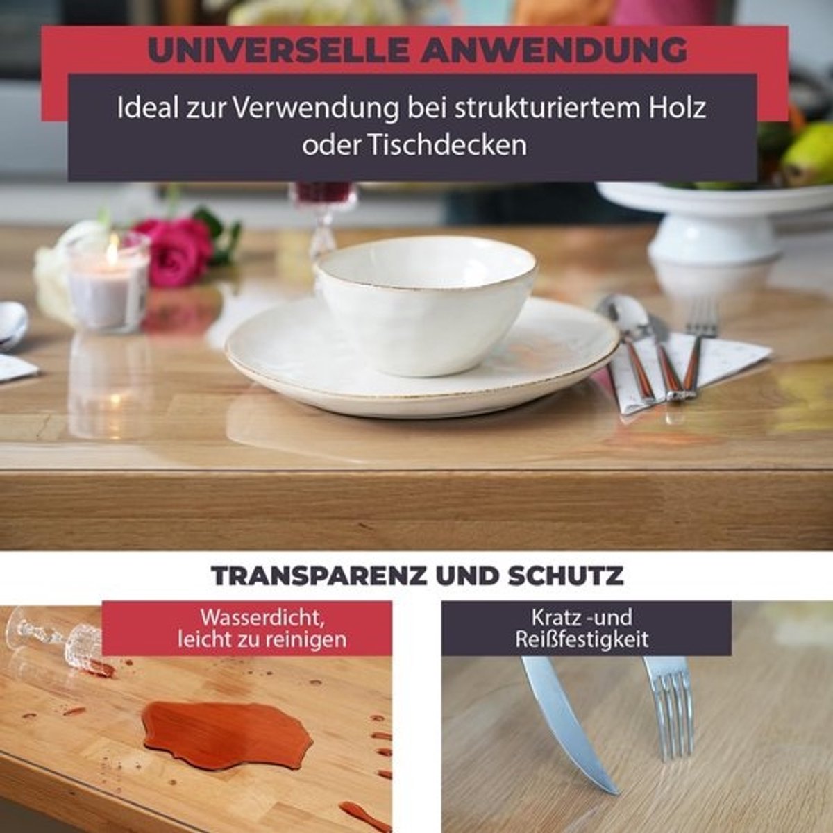 Tafelfolie Transparant - Tafelbeschermer Glashelder - Tafel Beschermen - Op Maat Gesneden - 80 x 300 cm - Transparant