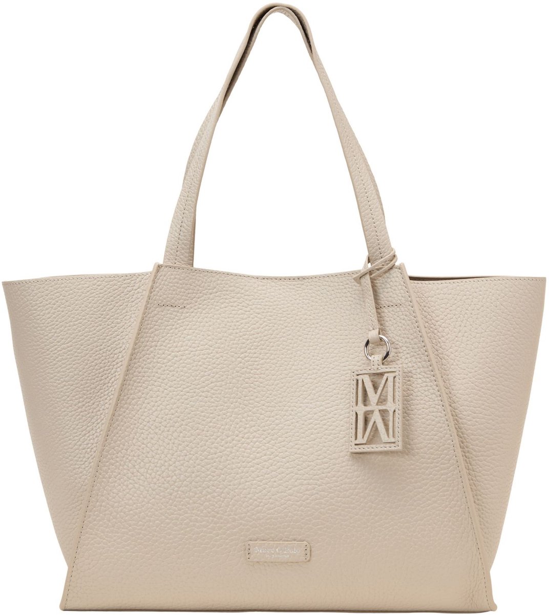 Marc O'Polo Leren shopper schoudertas Biana Shopper Natural beige