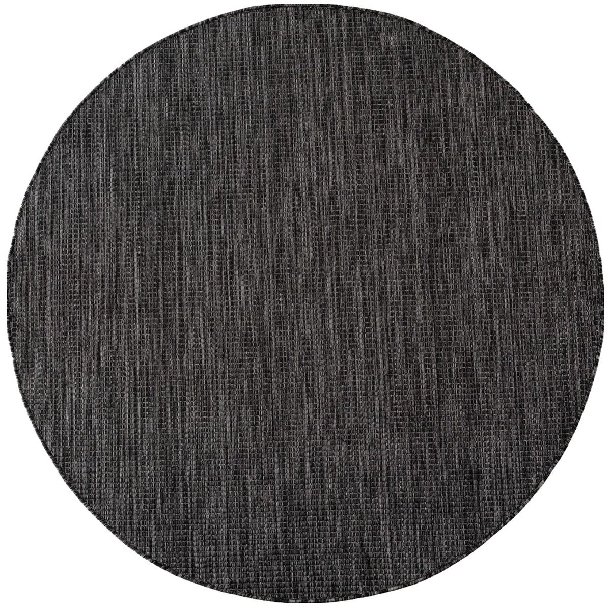Dutch XXL Rond Buitenkleed | Mira | Raster | Zwart | 120x120 cm | Buitentapijt | Tuintapijt