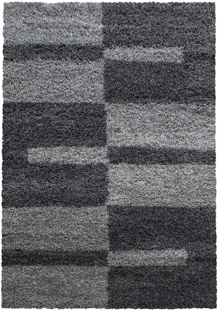 Dutch XXL Hoogpolig Vloerkleed | Tapijt | Shaggy | Gala | Geometrisch | Grijs | 160x230 cm